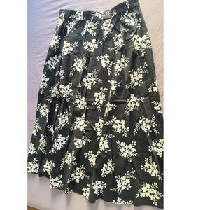 Kate Spade New York Black & White Floral Midi Skirt - Size XL